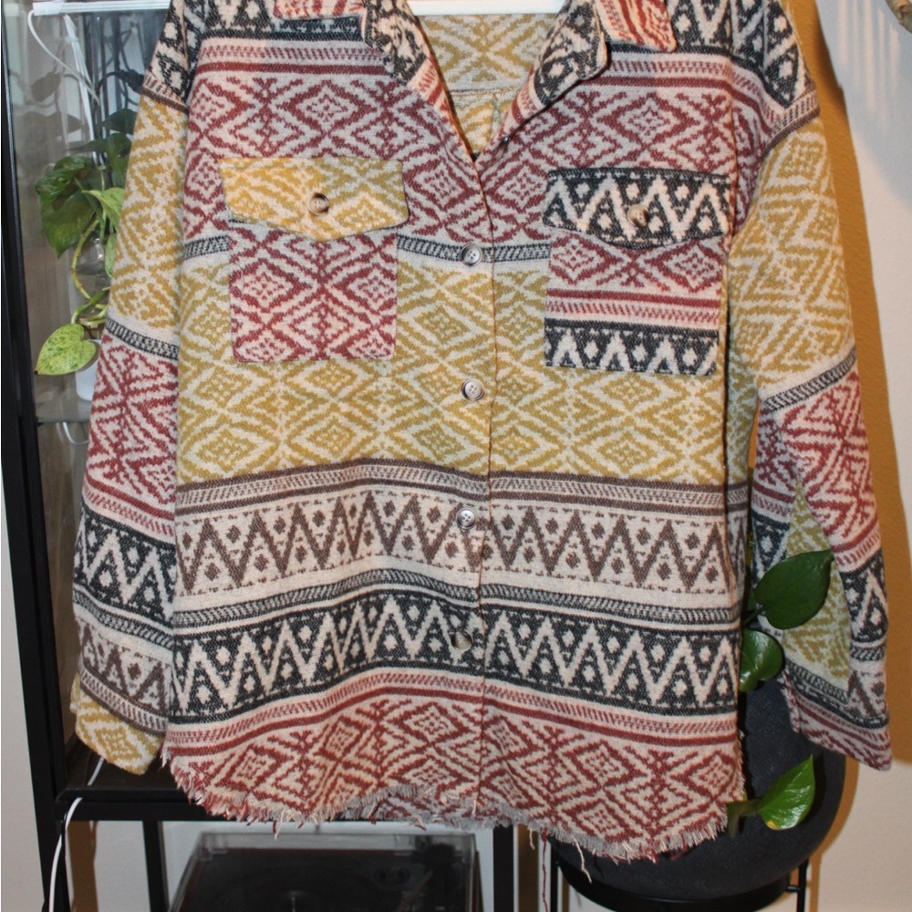 Multicolor Patterned Shirt Jacket